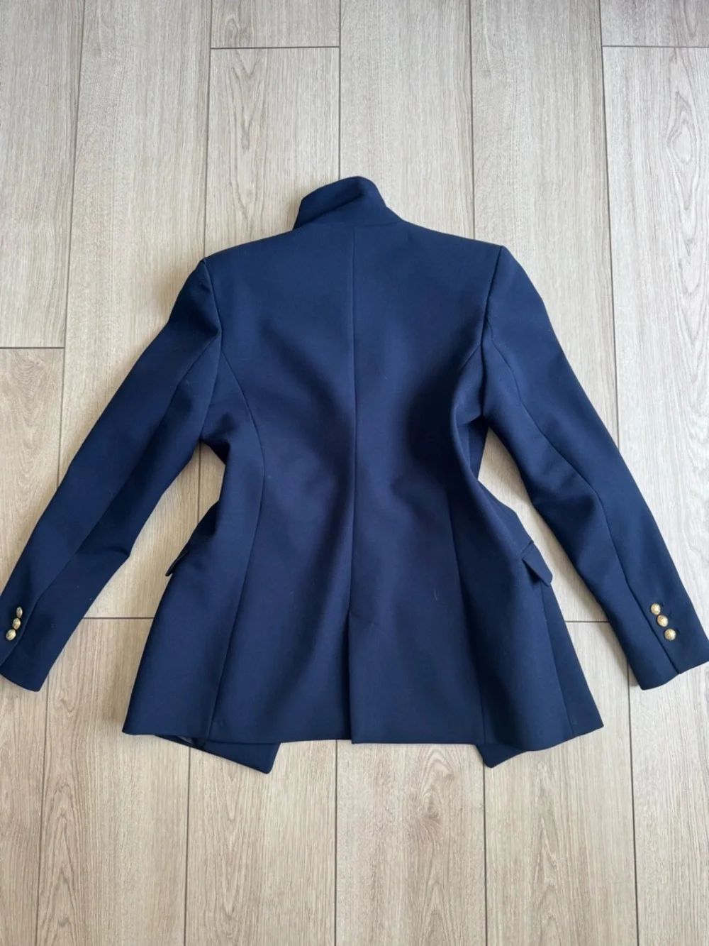 Zara Navy Double-Breasted Blazer with Gold Buttons - Picture 4 of 5